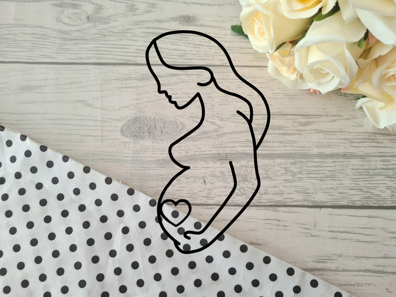 Custom acrylic Line pregnant mother lady silhouette side cake charm choice of colours
