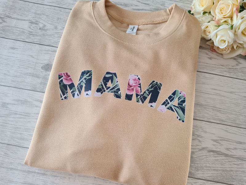 Custom Unisex NUDE jumper with bold Floral pink any Name detail