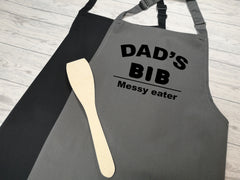 Personalised adult Dad's bib messy eater apron in grey or black any name