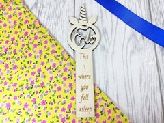 Personalised Wooden unicorn Bookmark Any Name Any Message