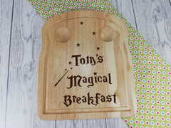 Personalised Engraved Magical Wooden Toast Shaped egg breakfast board Any Name