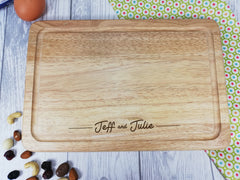 Personalised Engraved Rectangular Wooden Couple Chopping board Any name