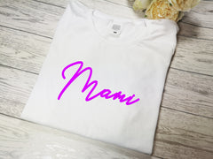 Personalised Women's White t-shirt Fancy Mummy / Mami /Nanna/ Name