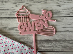 Personalised acrylic birthday cupcake baker cake topper Any name Any Age