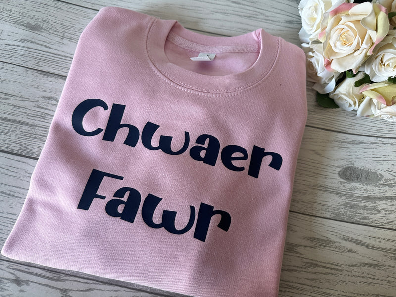 Custom KIDS dusky BABY PINK Chwaer Fawr detail jumper