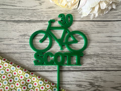 Personalised acrylic birthday Bike cake topper Any name Any Age Bicycle
