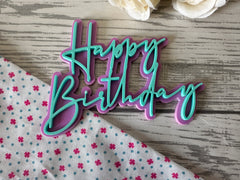 Personalised 2 layer acrylic happy birthday cake charms choice of colours