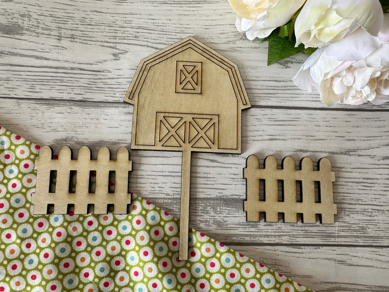 Personalised wooden birthday farm Barn tractor animals cake topper charms
