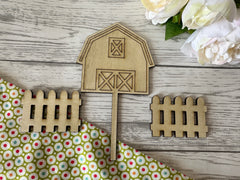 Personalised wooden birthday farm Barn tractor animals cake topper charms