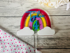 Personalised 2 layer acrylic rainbow birthday name & age cake topper