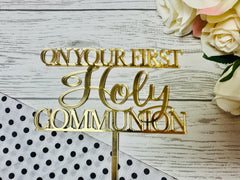 Custom acrylic Holy communion cake topper mirrored rose gold gold or silver