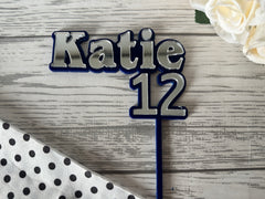 Personalised 2 layer acrylic  birthday bold NAME AGE cake topper
