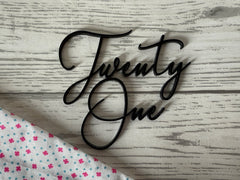 Personalised Mirrored acrylic AGE in words cake charm with BOW charm