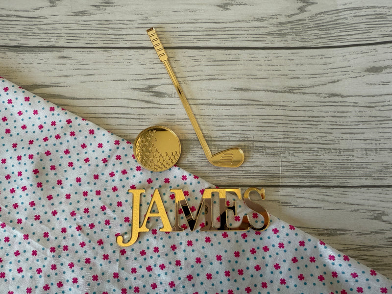 Custom acrylic Golf topper cake charm choice of colours
