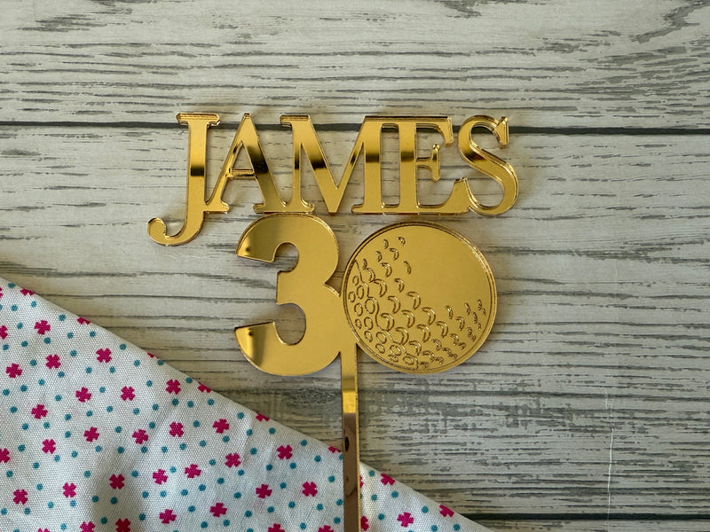 Custom acrylic Golf topper cake charm choice of colours