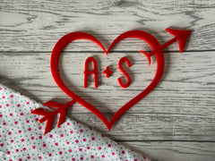 Personalised Mirrored or plain acrylic cupid heart with initials cake charm wedding