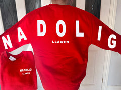 Custom Unisex WELSH RED Christmas jumper Nadolig Llawen back detail in a choice of colours