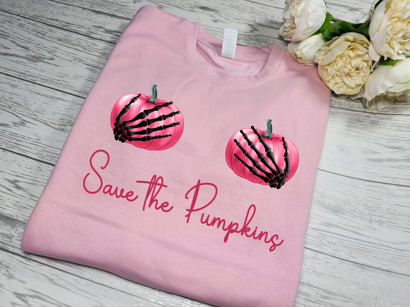 Custom Unisex BABY PINK jumper Save the pumpkins breast cancer awareness month