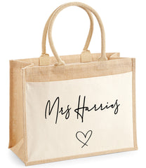 Personalised WELSH JUTE bag with Teacher's Name  detail teacher gift