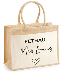 Personalised WELSH JUTE bag with Teacher's Name  detail teacher gift