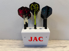 Personalised WHITE Darts holder only Add a name holds 5 sets colour options for name