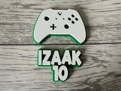 Personalised 2 layer acrylic  gaming controller birthday NAME age cake Charms