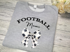 Personalised WELSH Unisex GREY jumper football mam bow detail Mam Nan Mamgu