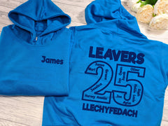 Personalised Kids/Adults LEAVERS hoodie with NAMES SCHOOL and YEAR detail for Boys and girls