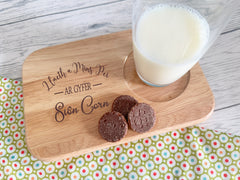 Custom Engraved welsh christmas Santa's treat board llaeth a mins pei