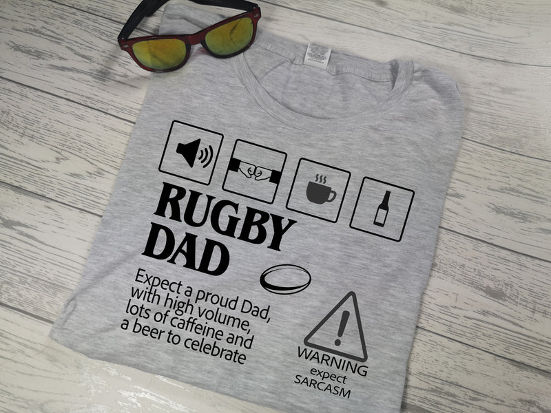 Personalised Heather grey t-shirt Football/rugby DAD Grandad Dadi Father's day