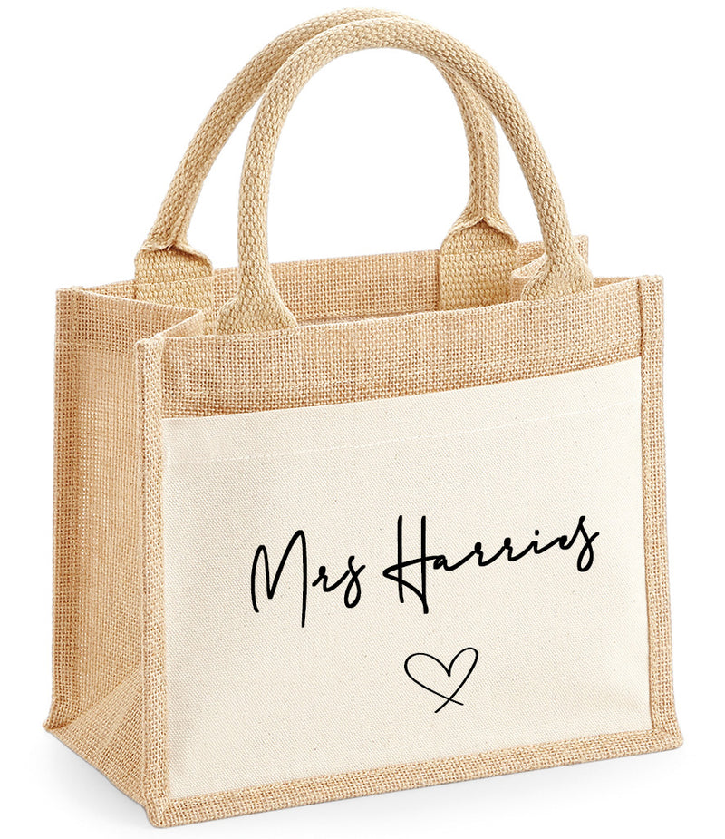 Personalised JUTE bag with Teacher's Name TEACHER STUFF detail teacher gift