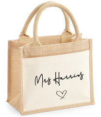 Personalised JUTE bag with Teacher's Name TEACHER STUFF detail teacher gift