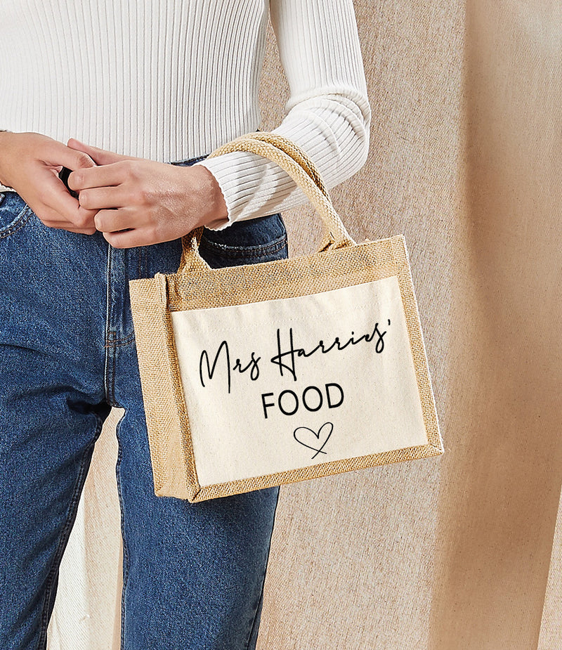 Personalised JUTE bag with Teacher's Name TEACHER STUFF detail teacher gift