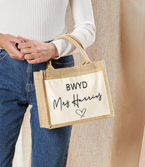 Personalised WELSH JUTE bag with Teacher's Name  detail teacher gift
