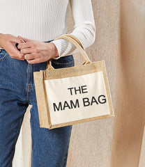 Personalised Jute bag with Mother's name THE MAM BAG detail gift small or large