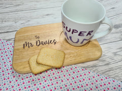 Personalised Engraved Welsh Teacher's coffi or Te board Any Name