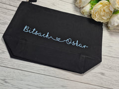 Personalised Welsh BLACK canvas Large Baby Accessory bag add any 2 words