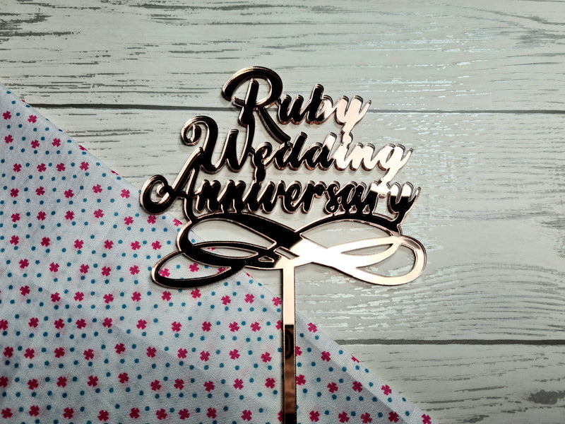 Personalised Mirrored acrylic anniversary cake topper Any word