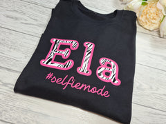 Personalised Kids BLACK zebra detail name t-shirt with any wording detail