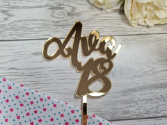Personalised Mirrored acrylic Birthday cake topper NAME and age