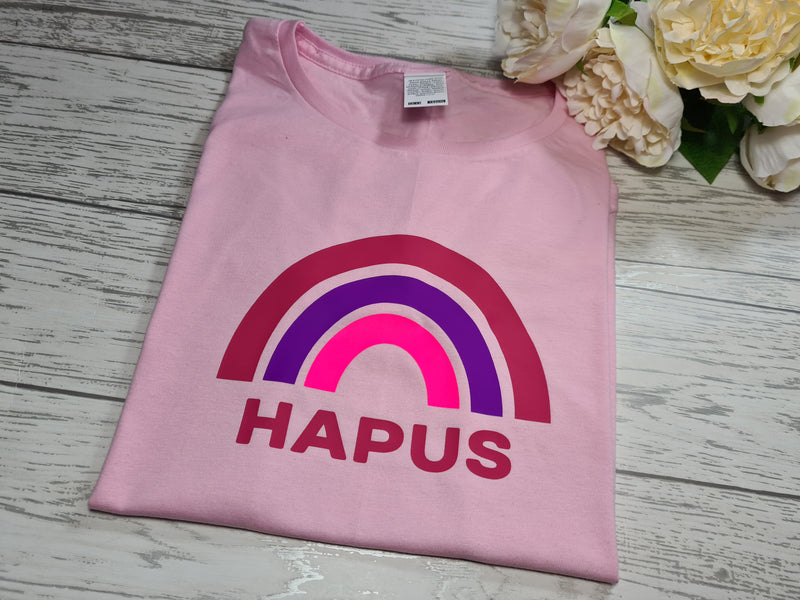 Personalised Rainbow kids Baby pink custom t-shirt add any name or word