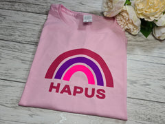 Personalised Rainbow kids Baby pink custom t-shirt add any name or word