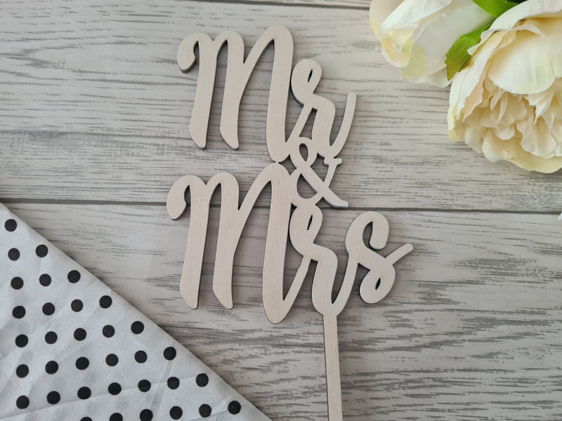 Personalised wooden Wedding cake topper  Mr Mrs or Mrs Mrs, Mr Mr Any Colour