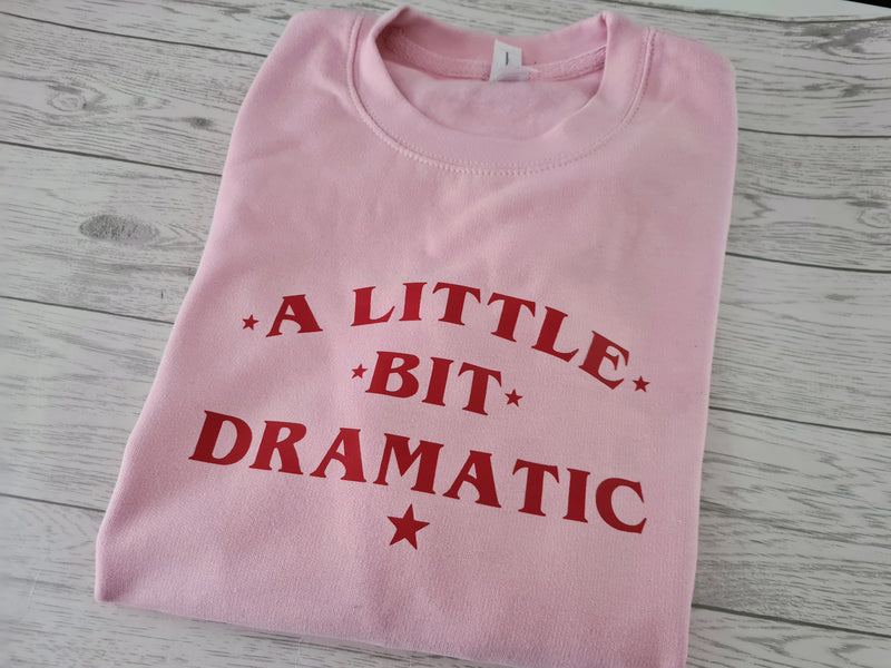 Personalised Unisex BABY PINK  jumper a little bit DRAMATIC detail