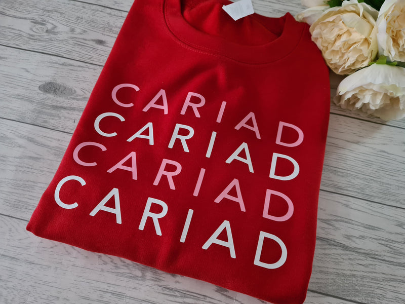 Custom KIDS RED welsh CARIAD detail jumper