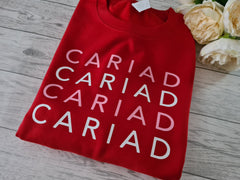 Custom Unisex RED  jumper welsh CARIAD detail