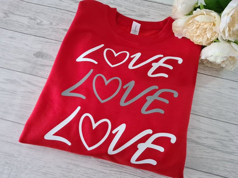 Custom Unisex RED  jumper LOVE heart detail