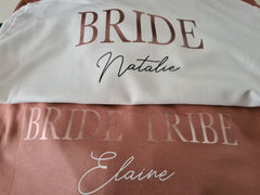 Personalised UNISEX Dusky PINK or WHITE Bride Tribe hoodie with Letter and Name detail hen do