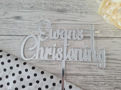 Personalised Mirrored acrylic Christening cake topper Any name