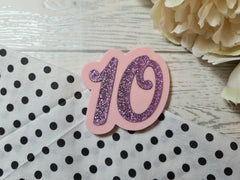 Personalised acrylic and glitter birthday AGE cake charm Any AGE